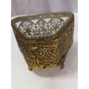 Vintage Gold Filigree Jewelry Casket